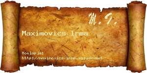 Maximovics Irma névjegykártya